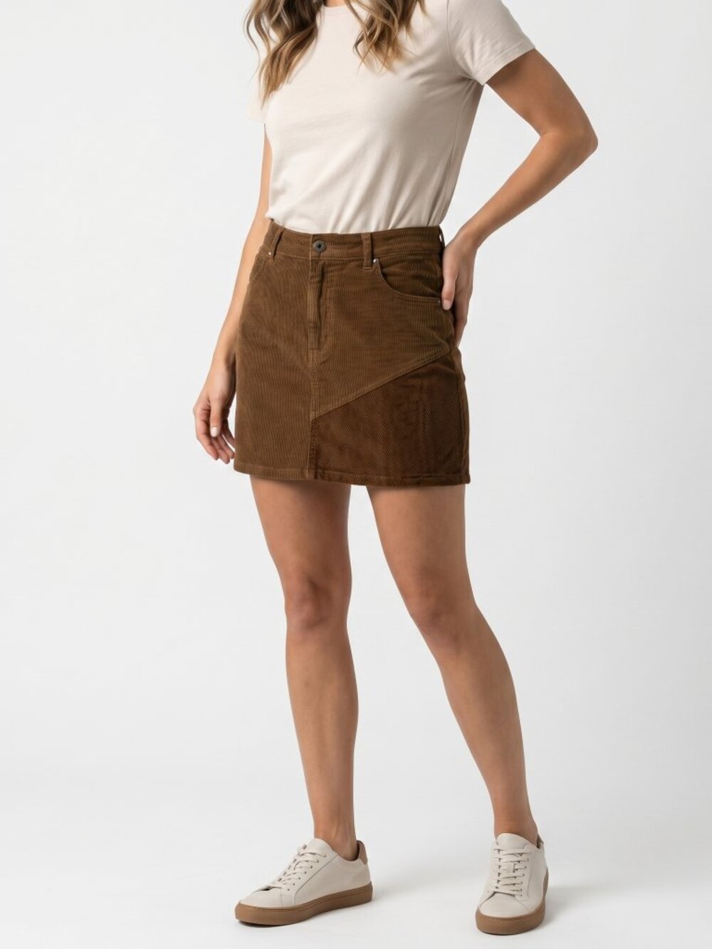 *White Crown Brown Corduroy Mini Skirt